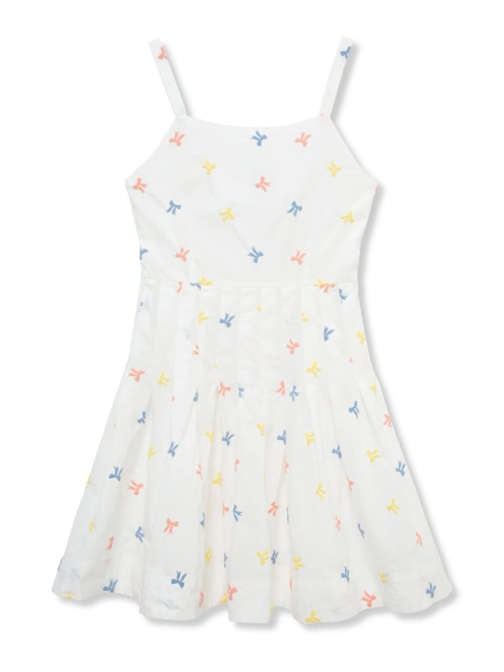 Girls Bow Print Open-Back Cotton Sundress White Truce M 10-12